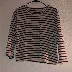 Navy and white stripped Madewell shirt